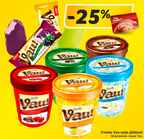 Premia Vau sarja jäätised -25%