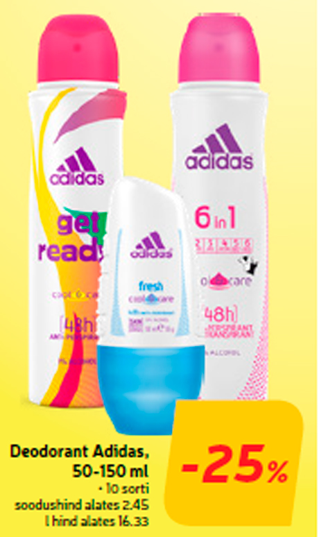 Дезодорант Adidas,, 50-150 мл  -25%
