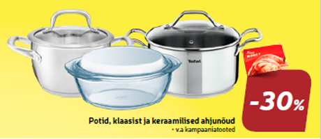Кастрюли, стеклянная и керамическая посуда  -30%
