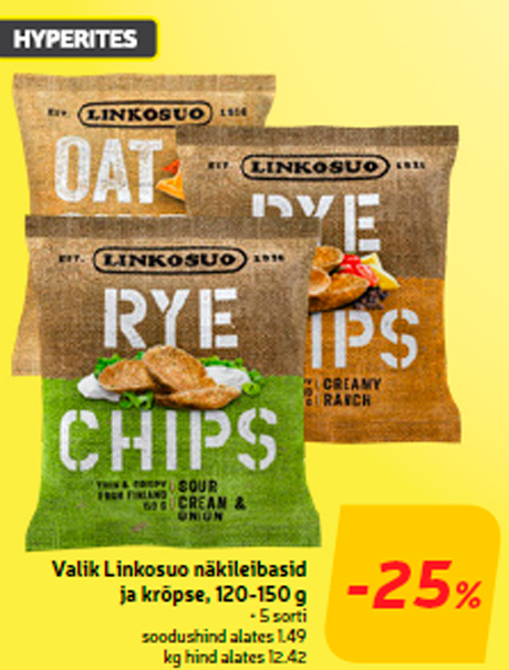 Valik Linkosuo näkileibasid ja krõpse, 120-150 g  -25%
