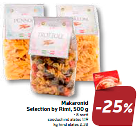 Выбор макарон  Rimi, 500 г  -25%
