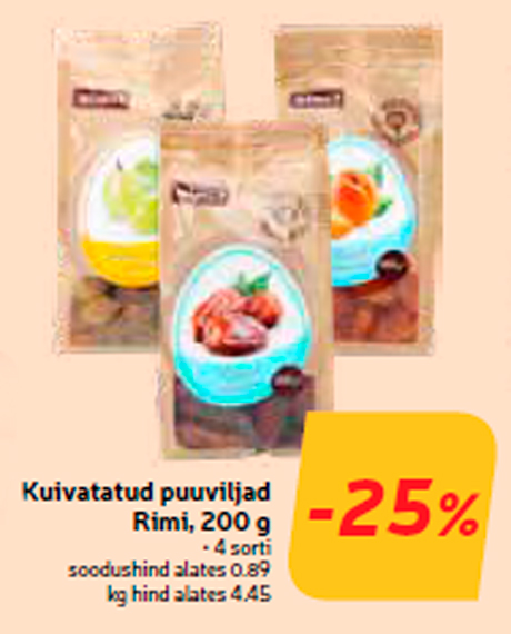 Kuivatatud puuviljad Rimi, 200 g  -25%
