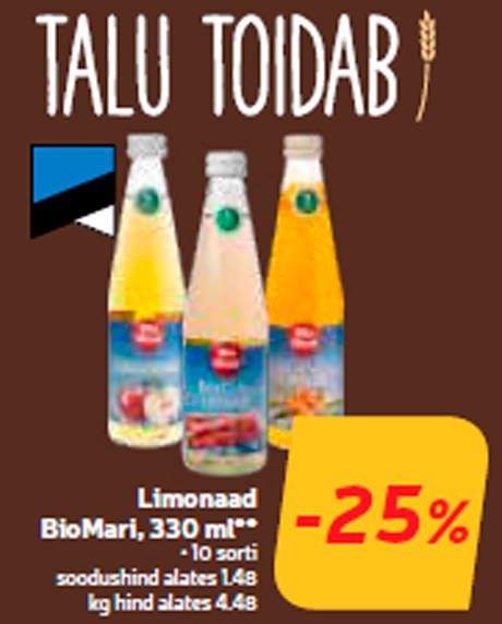 Limonaad BioMari, 330 ml**  -25%
