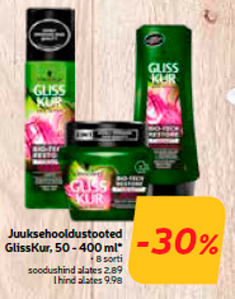 Juuksehooldustooted GlissKur, 50 - 400 ml*  -30%
