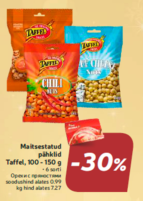 Maitsestatud pähklid Taffel, 100 - 150 g  -30%
