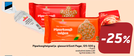 Piparkoogitaignad ja -glasuurid Eesti Pagar, 120-500 g  -25%
