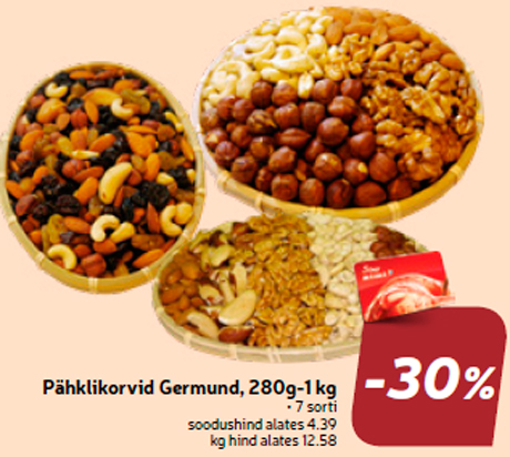 Pähklikorvid Germund, 280g-1 kg  -30%

