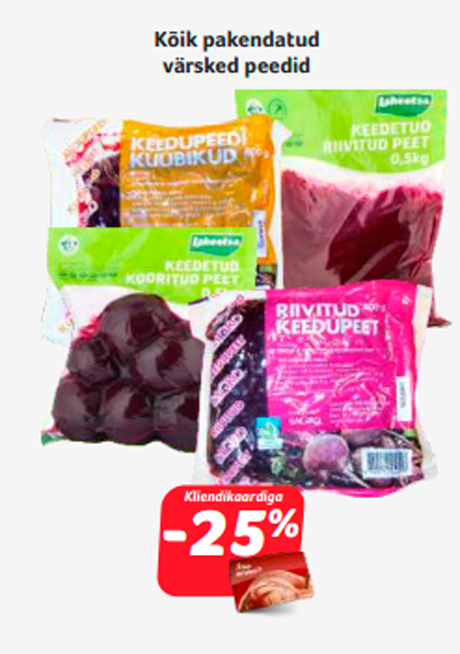 Kõik pakendatud värsked peedid  -25%