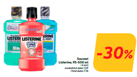 Жидкость для полоскания рта Listerine, 95-500 мл  -30%
