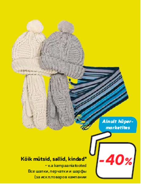 Все шапки, перчатки и шарфы  -40%
