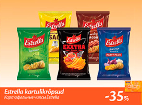 Картофельные чипсы Estrella -35%