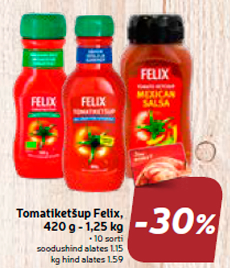 Томатный кетчуп Felix, 420 г - 1,25 кг  -30%