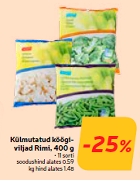 Külmutatud köögiviljad Rimi, 400 g -25%