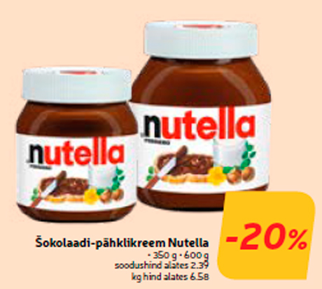 Šokolaadi-pähklikreem Nutella -20%