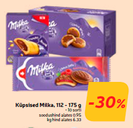 Küpsised Milka, 112 - 175 g -30%