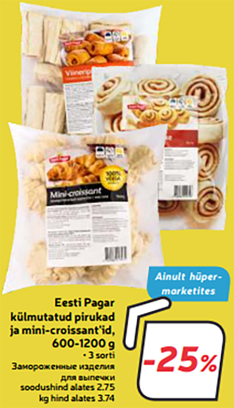 Eesti Pagar külmutatud pirukad ja mini-croissant