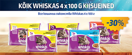 Kõik whiskas 4 x 100 g kiisueined -30%