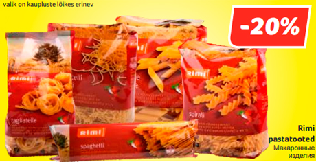 Rimi pastatooted  -20%