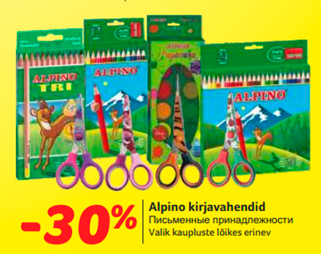Alpino kirjavahendid  -30%