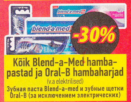 Kõik Blend-a-Med hambapastad ja Oral-B hambaharjad -30%