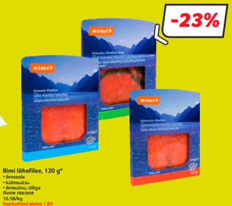 Rimi lõhefilee, 120 g*  -26%