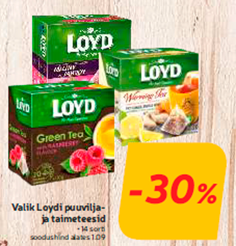 Выбор фруктовых травяных чаев Loydi  -30%
