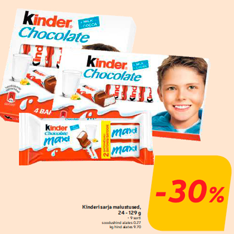 Сладости Kinderi, 24 - 129 г  -30%

