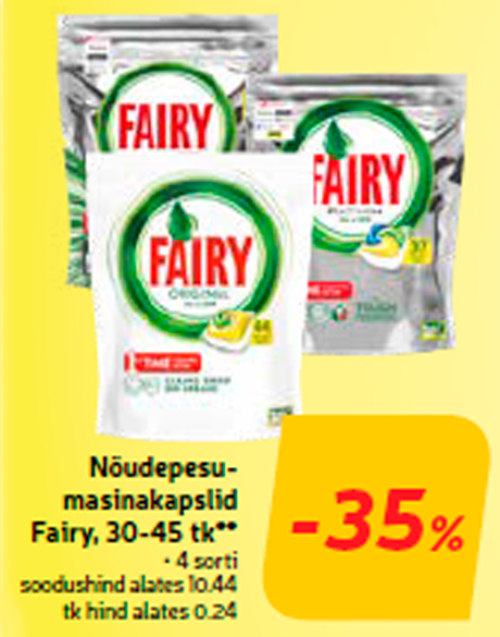 Капсулы для посудомоечной машины Fairy, 30-45 шт. **  -35%