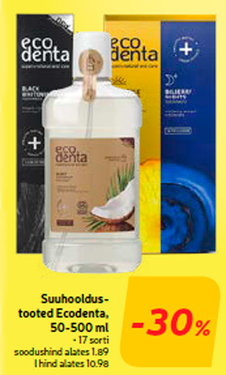 Suuhooldustooted Ecodenta, 50-500 ml  -30%
