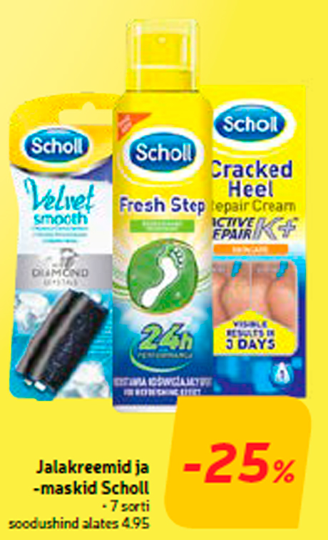 Jalakreemid ja -maskid Scholl  -25%
