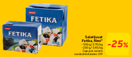 Salatijuust Fetika, Rimi*  -25% 
