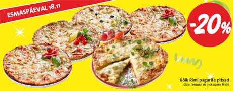 Все пиццы из пекарни Rimi  -20%