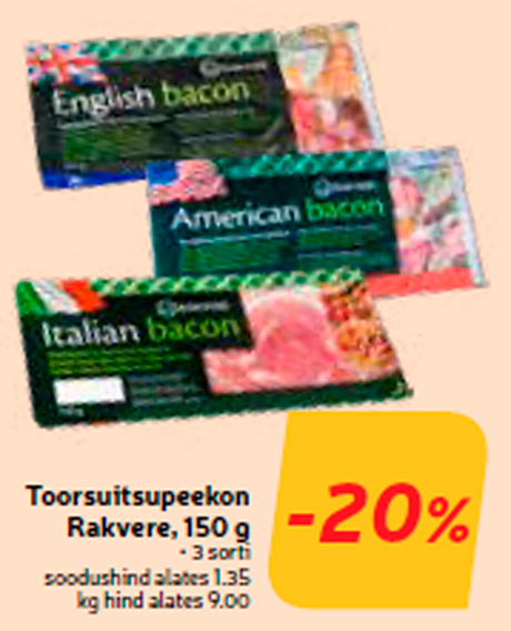 Сырой Копченый Бекон Rakvere, 150 г  -20%
