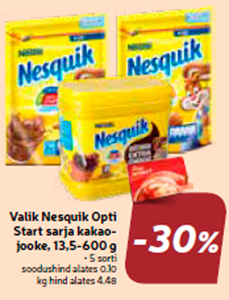 Выбор  серии  какао-напитков Nesquik Opti, 13,5-600 г  -30%