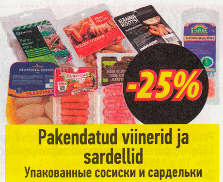 Pakendatud viinerid ja sardellid  -25%