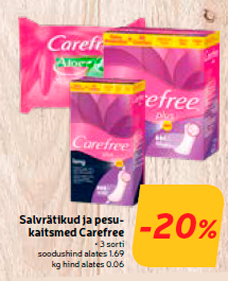 Salvrätikud ja pesukaitsmed Carefree -20%
