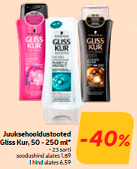 Juuksehooldustooted Gliss Kur, 50 - 250 ml*  -40%
