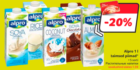 Alpro 1 l taimsed piimad*  -25%