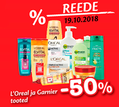 L´Oreal ja Garnier tooted -50%