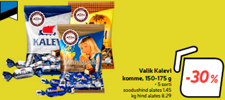 Выбор конфет Kalev, 150-175 г  -30%