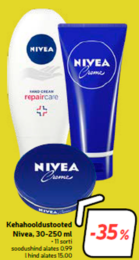 Kehahooldustooted Nivea, 30-250 ml  -35%
