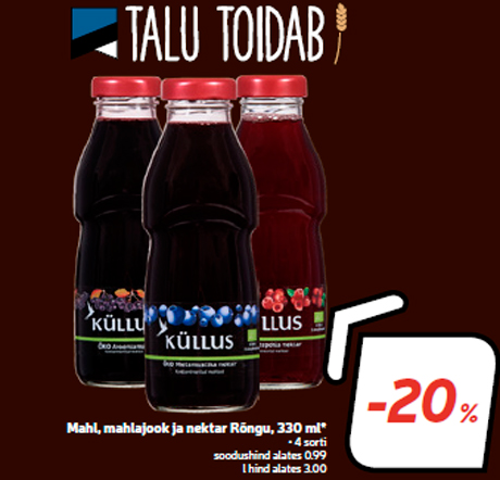 Mahl, mahlajook ja nektar Rõngu, 330 ml* -20%