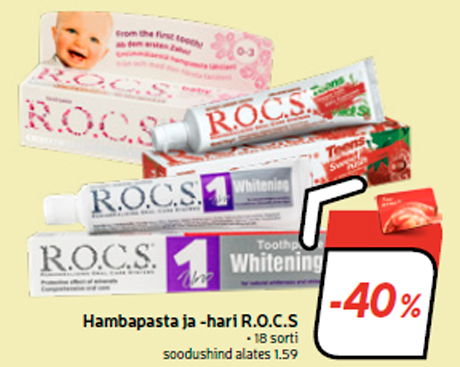 Hambapasta ja -hari R.O.C.S  -40%
