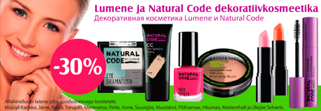 Lumene ja Natural Code dekoratiivkosmetika -30%
