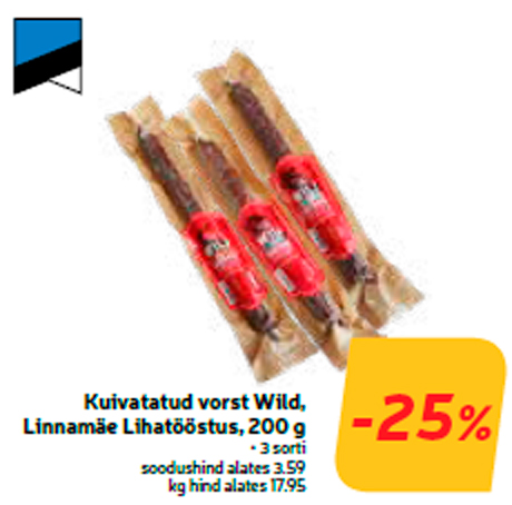 Колбаса сушеная  Wild, Linnamäe Lihatööstu, 200 г  -25%
