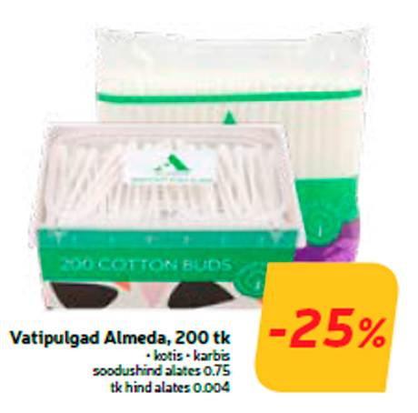 Ватные палочки Almeda, 200 шт  -25%
