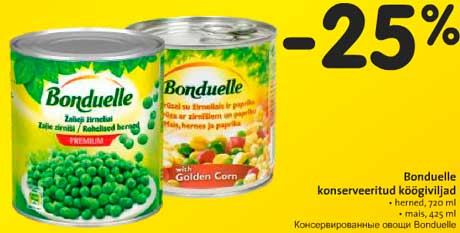 Bonduelle konserveeritud köögiviljad -25%