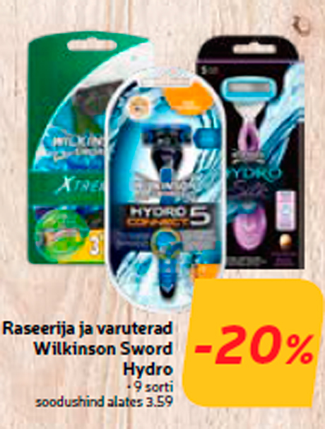 Бритва и запасные лезвия
   Wilkinson Sword Hydro -20%