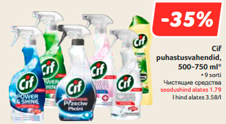Cif puhastusvahendid, 500-750 ml*  -35%