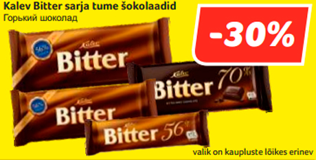 Kalev Bitter sarja tume šokolaadid -30%